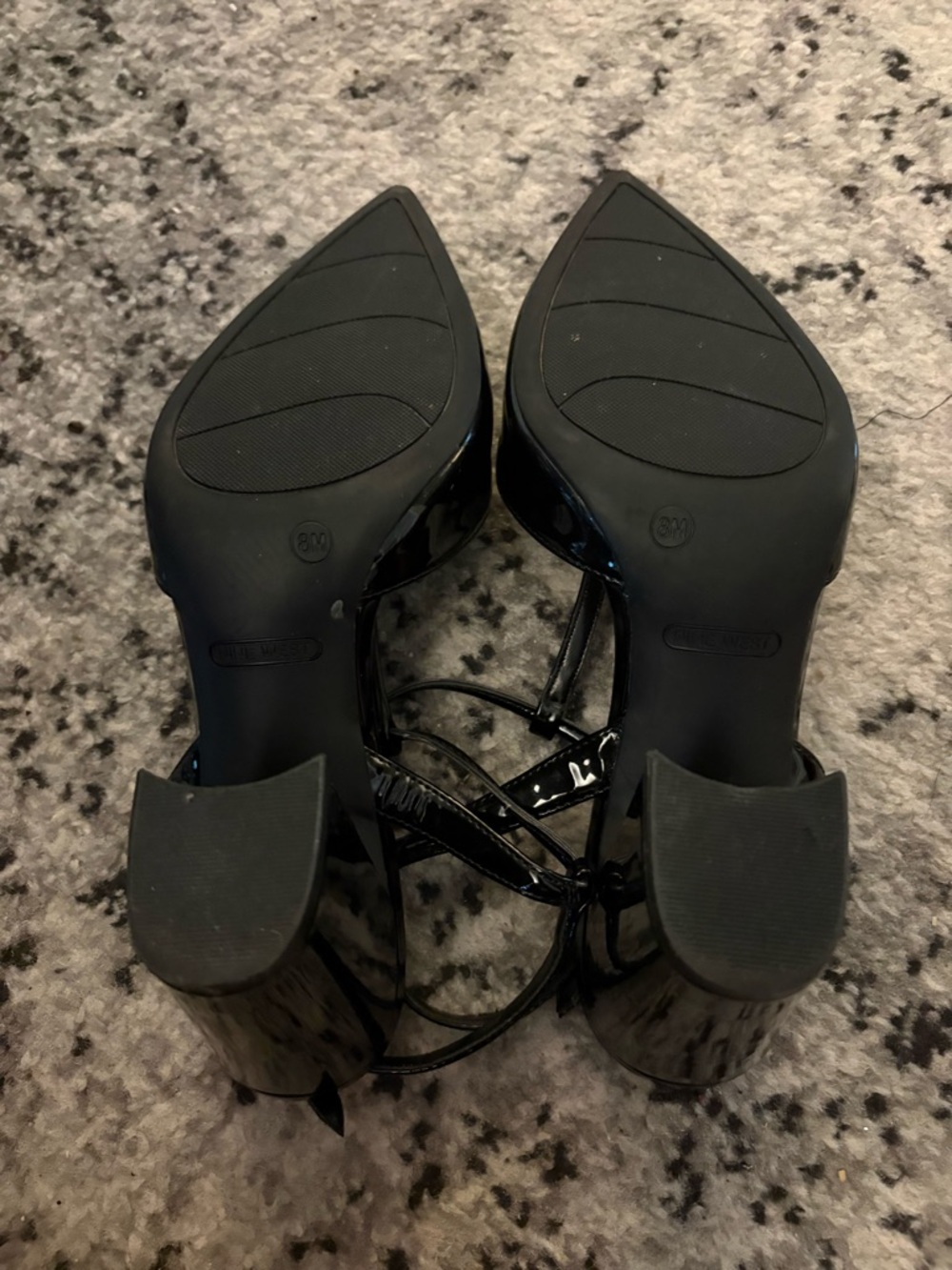 Nine West Black Patent Pointed T-Strap Pumps - Picture 8 of 10